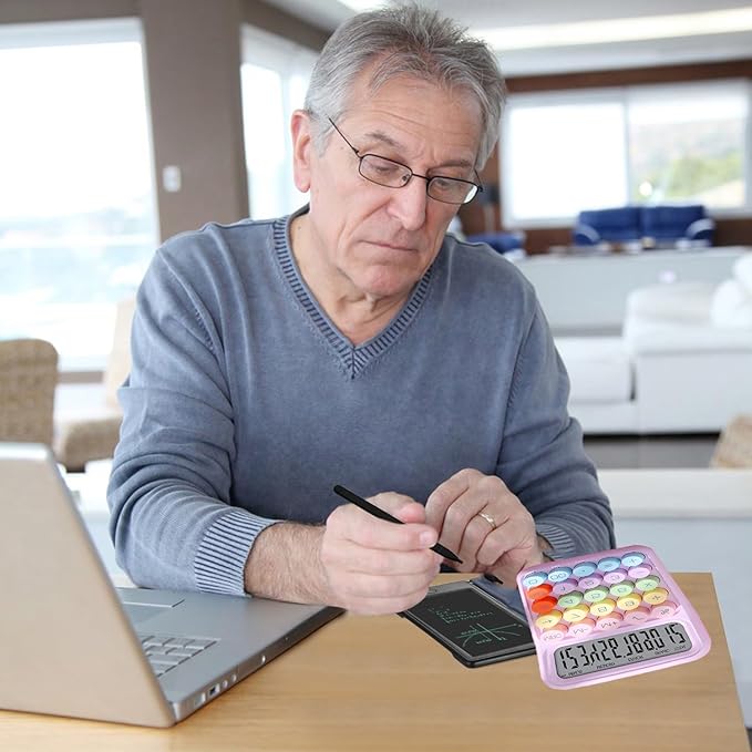 Colorful Calculator, Candy-Colored Electronic Desktop Calculators with 12Digit Large LCD Display and Big Round Buttons, Typewriter-Inspired Mechanical Key Calculator for Office,School, Home, Business