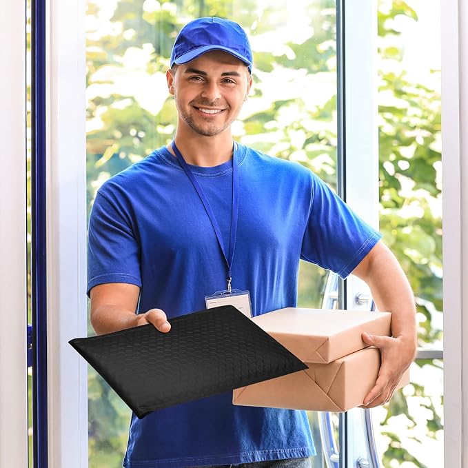 Fuxury Black Bubble Mailers 8.5x12" 40 Pack Medium Padded Envelopes Opaque #2 Bubble Mailer Usable Size 8.5x11" Thick Padded Mailers for Small Business Mailing Books Clothes Makeup Supplies