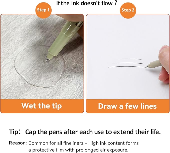 Micro Fineliner Pens 12 Size/Set, Ultra Fine Fineliner Pen, Chisel Pens, Brush Marker Pen, Water-based Black Pigment Ink, Drawing Journaling Doodle Supplies for Artists, Designers, Students