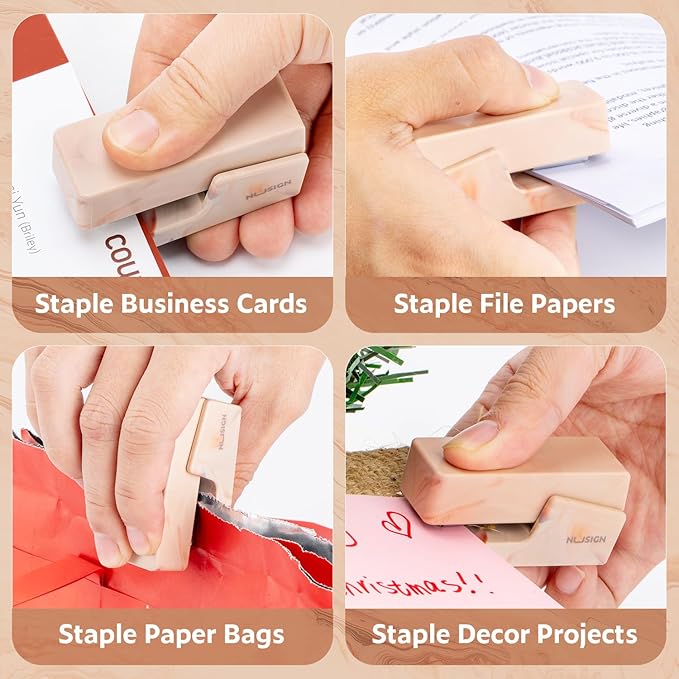 Mini Stapler with 830 Staples, Small Cute Desk Staplers, 25 Sheet Capacity, Fluid Brown