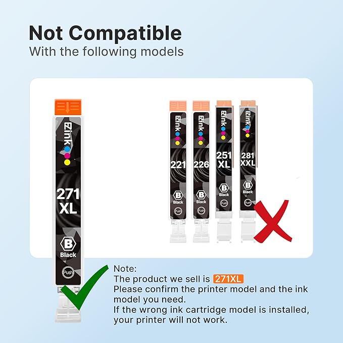 E-Z Ink 270 271 XL Ink Cartridges Compatible for Canon PGI-270XL CLI-271XL 6 Color Value Pack, use with TS9020 MG7720 TS8020 MG5720 MG5721 MG5722 MG6820 MG6821 MG6822 TS5020 TS6020 Printer