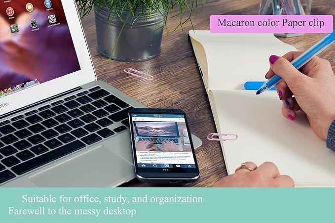 Macaron Colored Paper Clips, 1.1" Medium Paper Clip（28mm, 100pcs Paperclips for Office Supplies and Organization