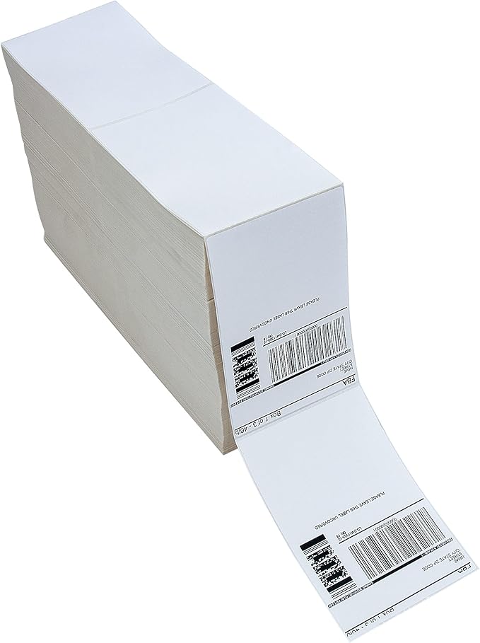 L LIKED 6000 Fanfold 4" x 6" Direct Thermal Labels, with Perforated line for Thermal Printers - Compatible with Zebra & Rollo Printer