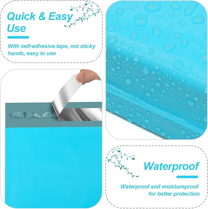 JinRuiKJ Thank You Poly Mailer 12x15.5 Inch 50 PCS, Shipping Bags for Clothing, Packaging Bags for Small Business, Strong Adhensive, Waterproof and Tear-Resistant Mailing Envelopes, Blue
