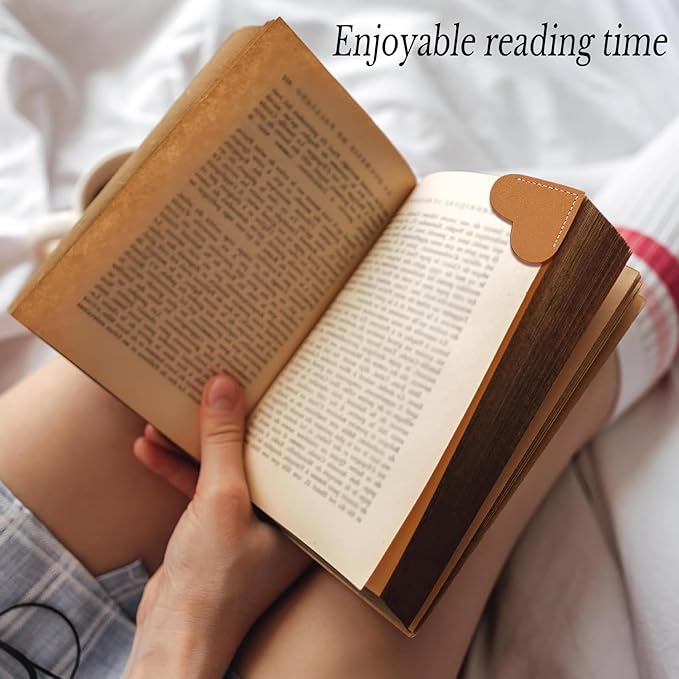 12 Pcs Leather Heart Bookmarks - Handmade Cute Page Book Marks for Reading Women & Book Lovers, Valentine’s Day Gifts, Teacher & Student Book Accessories for School Office Home Supplies (6 Colors)