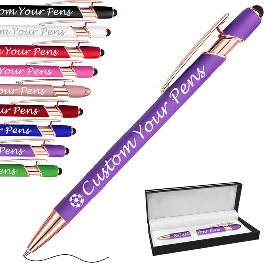 Amlion Personalized Custom Pens with Name Engraved Logo Text,Customized Writing Stylus Pen Promotional Item Gift for Men Women Office Business Wedding-Purple