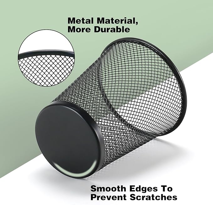 12 Packs Pen Holders, Mesh Pen Cup, Metal Pencil Holders for Desk, Multifunctional Organizer for Office School Home Makeup Brush (Black)