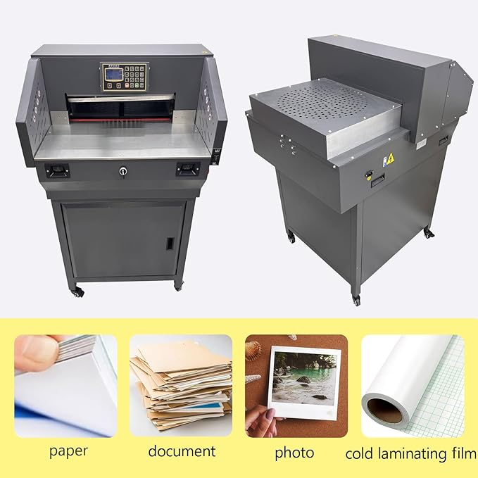 TECHTONGDA 110V Electric Paper Cutter Automatic Cutting Paper Machine with Extra Knife Pad, Heavy Guillotine Paper Cutter 3.15in Cutting Thickness, 19.3" Cutting Length