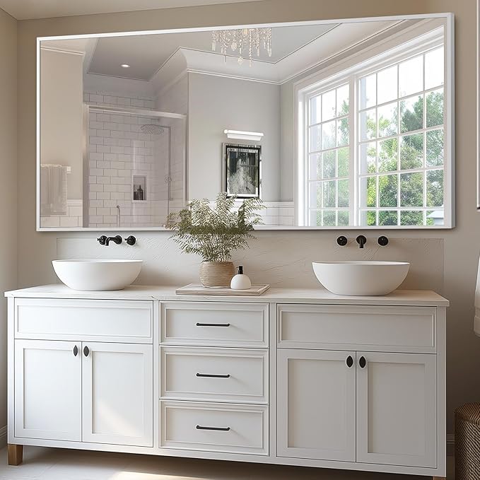 MELOMOIR 71"x32" Silver Mirror Full Length, Free Standing Mirror Leaning or Hanging, Silver Floor Mirror for Bedroom Living Room Home Gym Cloakroom, Thin Aluminum Frame, Tempered Glass, Silver