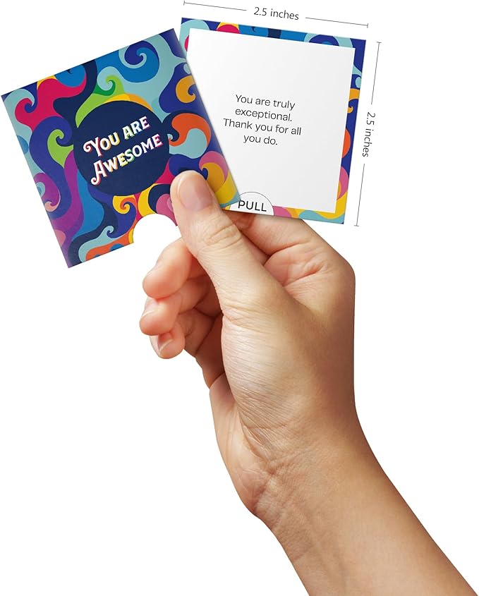 Dessie Awesome Mini Encouragement Cards - 40 Unique Cards w/Inspirational Messages, 2.5" x 2.5". Employee & Teacher Appreciation Gifts in Bulk