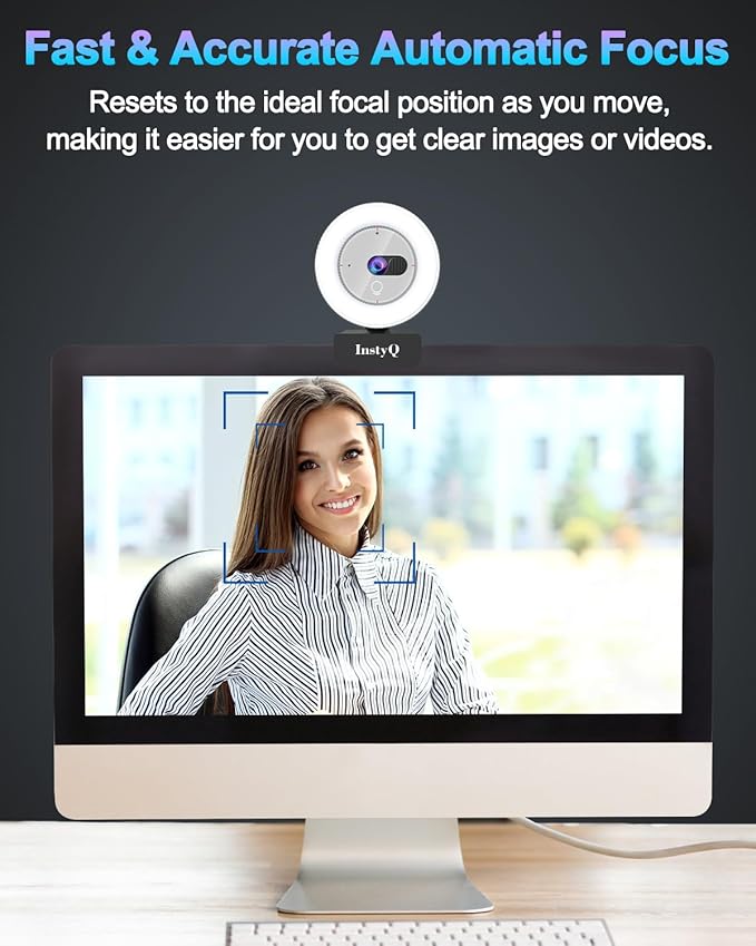 Webcam with Microphone, 2K Web Cam for PC/Desktop Computer/Laptop/MAC, Privacy Cover & Light, USB Plug and Play, Streaming Camera for Zoom/Skype/Teams/Video Calling/Studying and Conference