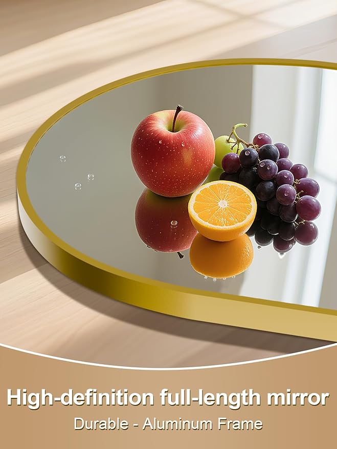 SUNQUEEN Arched Mirror Full Length, 71"×32" Full Length Mirror with Stand, Standing Floor Mirror Wall, Hanging or Leaning Large Full Body Mirrors for Bedroom Living Room(Gold)