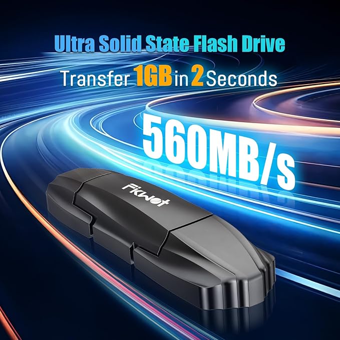 External SSD USB Flash Drive 512GB, Up to 550MB/s 2-in-1 Type C+ USB A USB3.2 Gen2 Solid State Thumb Drive SSD Stick for iPhone 15/16/Android/Windows/Mac/PC/Laptops