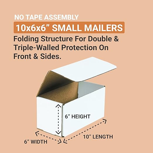 AVIDITI 10x6x6 Shipping Boxes Small (50-Pack) Heavy Duty Corrugated Cardboard Boxes for Packing, Mailing, Packaging, Moving, & Storage, Moving Supplies for Home & Office
