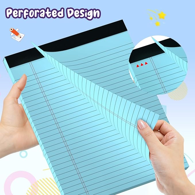 3 pcs Legal Pads 8.5 x 11 Note Pads, Colored Legal Notepads 8.5 x 11, Notebook Wide Ruled Paper, Micro Perforated Writing Pad, Pad of Paper for Office Home School, 30 Sheets/Pack