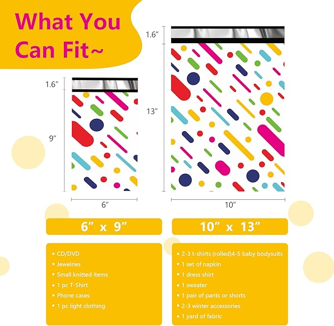 Poly Mailers 10x13 Inch 25 Pcs - Color Stripe Printed Shipping Bags, 2.4mil Thickness, Waterproof and Tear Resistant Mailing Envelopes, Self-Sealing Packaging Bags for Small Business