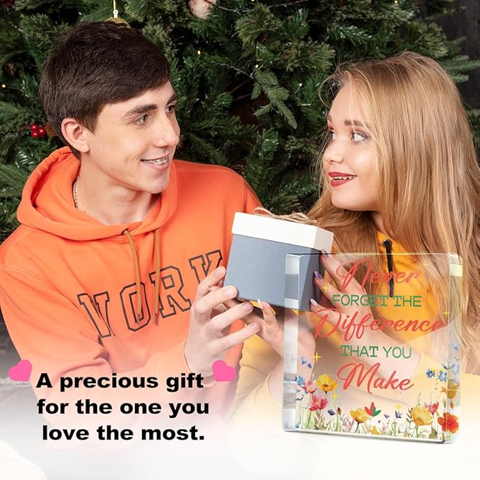 Sunshine Gifts for Women Men Coworkers Friends, Positive Affirmation Desk Acrylic Sign 4X4 Inch, Human Sunshine Desk Decorative Signs for Table Top Cubicle Room Office Decor