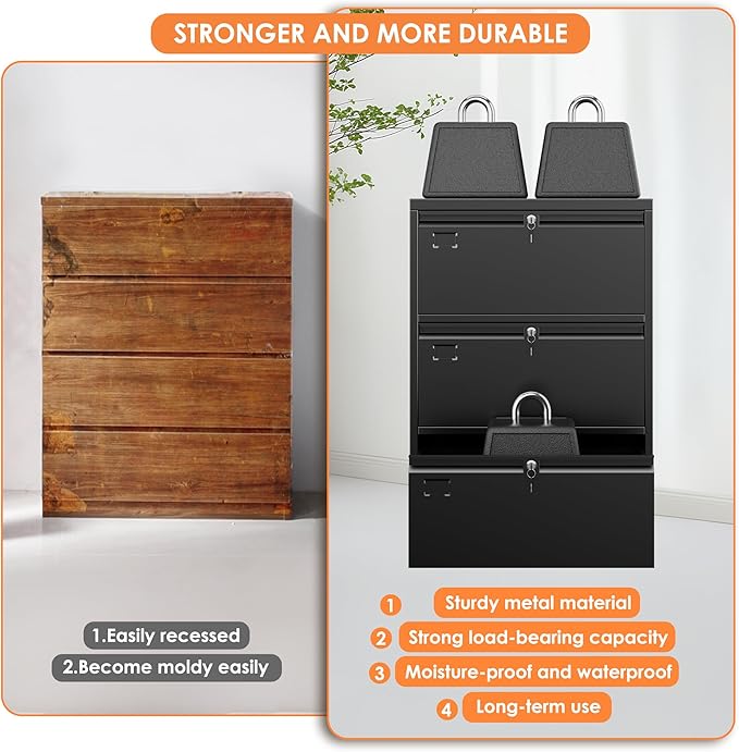 3 Drawer Lateral File Cabinet, Metal Lateral File Cabinets with Lock, Legal Size Steel Lateral Filing Cabinet for Office and Home