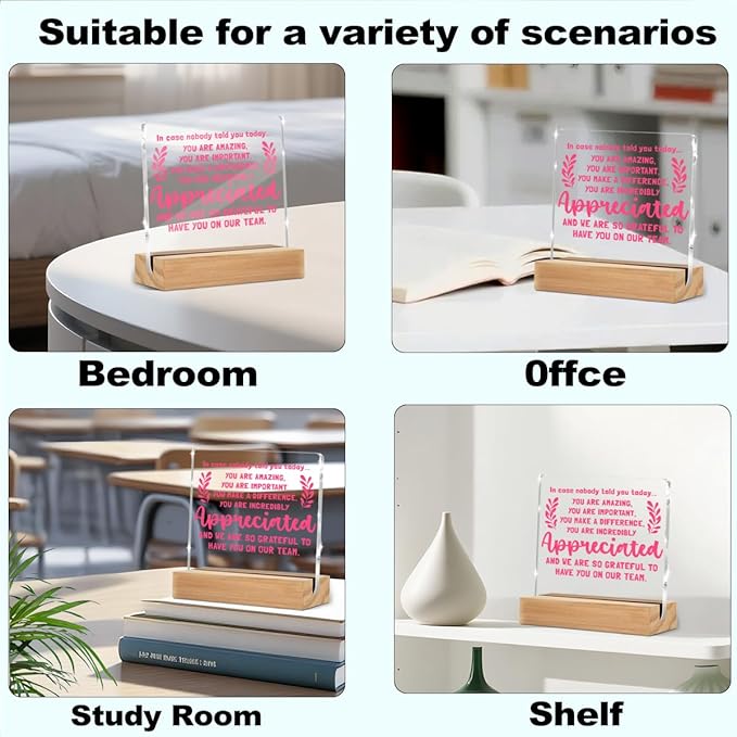 Inspirational Gifts for Women, Reminder Quotes Acrylic Decor Sign, Motivational Gifts for Woman Coworker Friends Decorative Sign for Tabletop Cubicle Shelf Desk Accessories Decor