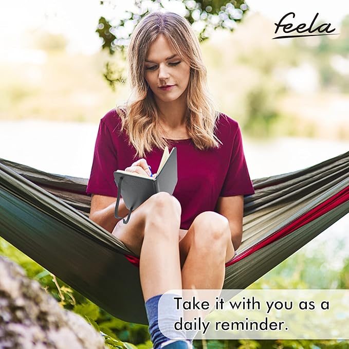 feela 6 Pack Pocket Mini Notebooks Bulk, Small Cute Memo Notepads Hardcover College Ruled Lined Journals with Pen Holder for School Business Work, with 6 Black Pens, 3.5”x 5.5”, A6, Gray