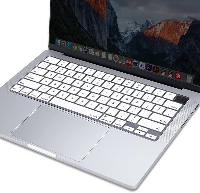 MOSISO Keyboard Cover Skin Compatible with MacBook Air 15 inch M3 A3114 M2 A2941/Air 13.6 A3113 A2681/Pro 14/16 M4 M3 M2 M1, White