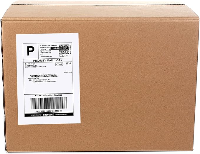 9527 Product Half Sheet Self Adhesive Shipping Labels for Laser & Inkjet Printers White Blank,2 Labels per Sheet, 200 Labels