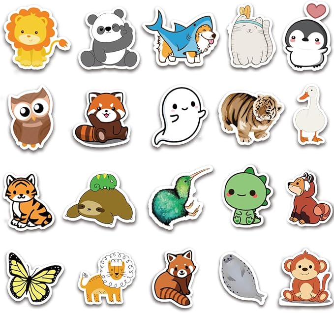 100Pcs Cute Animal Stickers,Vinyl Waterproof Stickers for Laptop,Bumper,Skateboard,Water Bottles,Computer,Phone, Cute Animal Stickers for Kids Teens (Cute Animal 100pcs Stickers)