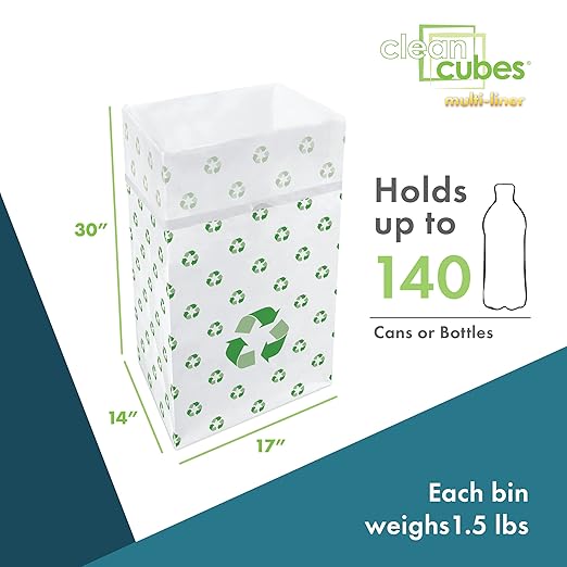 | 30 Gallon Multi-Liner Disposable Trash Cans (3-Pack) - Reusable Garbage and Recycling Bins for Parties, Events, and More (Recycle)