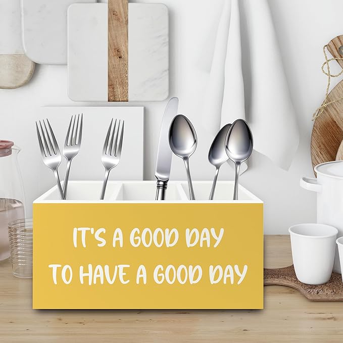 Inspirational Pen Pencil Holder Organizer for Desk, Inspirational Gifts for Women, It's a Good Day to Have a Good Day Motivational Wooden Box Sign for Home Office Desk Tabletop Decorations