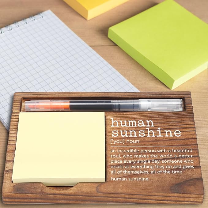 Human Sunshine Sticky Note Holder, Thoughtful Appreciation Gift for Friends, Coworkers, Teachers, Inspirational Desk Organizer for Office Self-Stick Note Pad Holders EDP117
