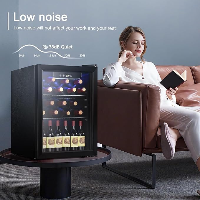 Antarctic Star Wine Cooler, Beverage Refrigerator,16 Bottle 68 Can Freestanding Wine Cellar Front Glass Door for Home and Bar, Digital Temp Control, Blue LED, 1.7 Cu.Ft.