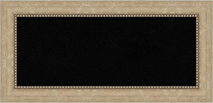Amanti Art Black Cork Board for Wall, 17x35 Vision Board with Gold Frame, Medium Corkboard Office Decor for Home Organization, Casual Corkboard Pinboard to Display Items for Home Organization in