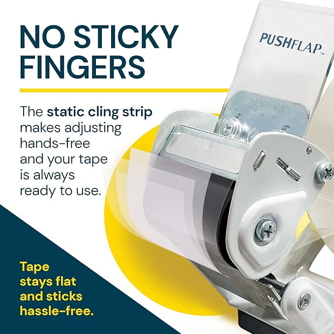 Excell EXC-828PL PUSHFLAP Tape Dispenser (2 Inch Wide), Manual, Metal/Plastic, 3 Inch Core for Carton Sealing & Packing, Easy One-Hand Operation - 1 Set + 2 Rolls of Transparent Tape