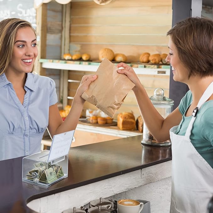 Chunful 6 Pcs Acrylic Donation Box with Lock and Sign Holder Clear Ballot Donation Boxes with Slot for Fundraising Suggestion Box Storage Container for Voting, Raffle Bowl, Tip Jar