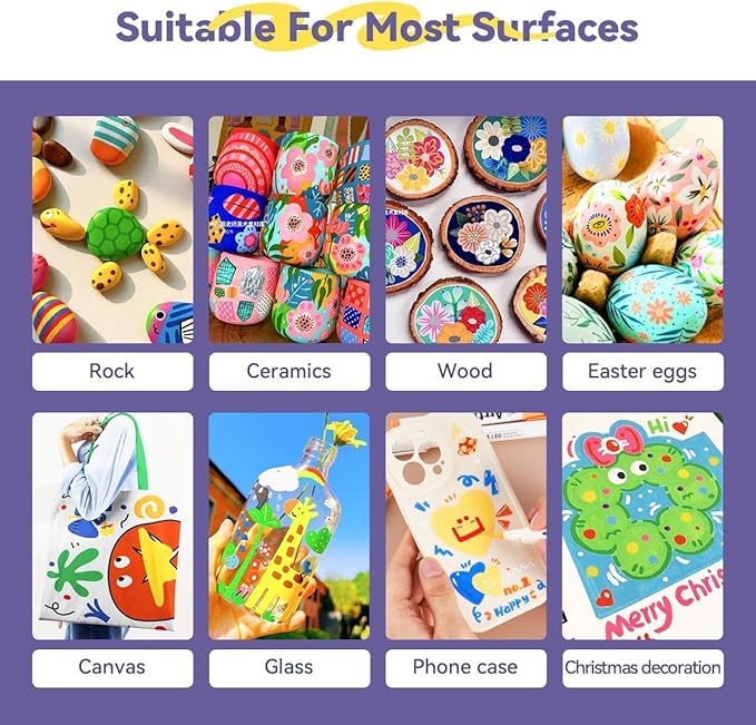 Arrtx 30 Colors Acrylic Paint Pens for Rock Painting, Extra Fine Tip Paint Markers for Rock Painting, Ceramic, Glass, Canvas, Mug, Wood, Easter Egg, Waterproof Paint DIY Crafts Making 30B