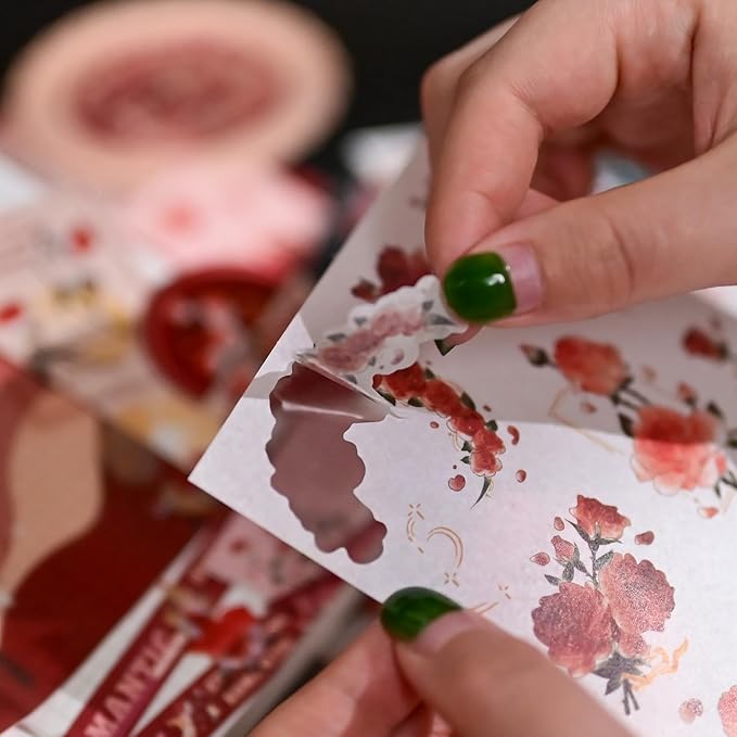 Funto Scrapbooking Kit(123 PCS), Vintage Collection-Rose Whisper, Perfect for Bullet Scrapbooking Materials, Planner DIY Arts Craft Collage