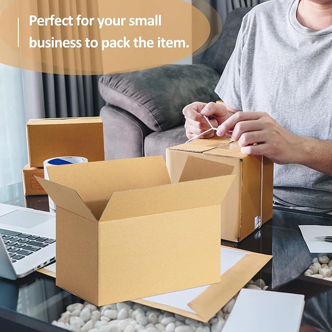 Eupako 10x6x6-Small-Shipping-Boxes-30-Pack-Brown-Corrugated-Box-Mailers, Cardboard Boxes for Packaging Small Business, Mailing
