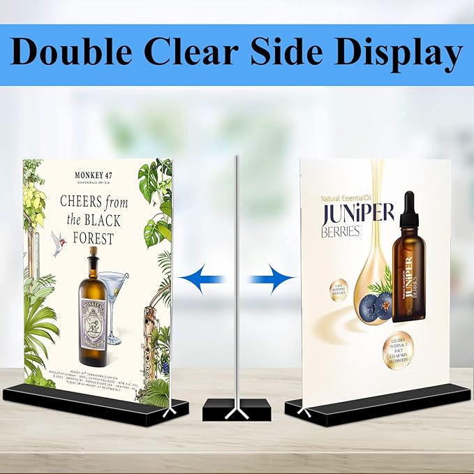 Acrylic Sign Holder 8.5x11 Vertical,Clear Double-Sided Stand Plastic Picture Frames Paper Holder Menu Table Display Stand Flyer Document Holder TableTop Sign Holder for Home, Store Office,2Pack