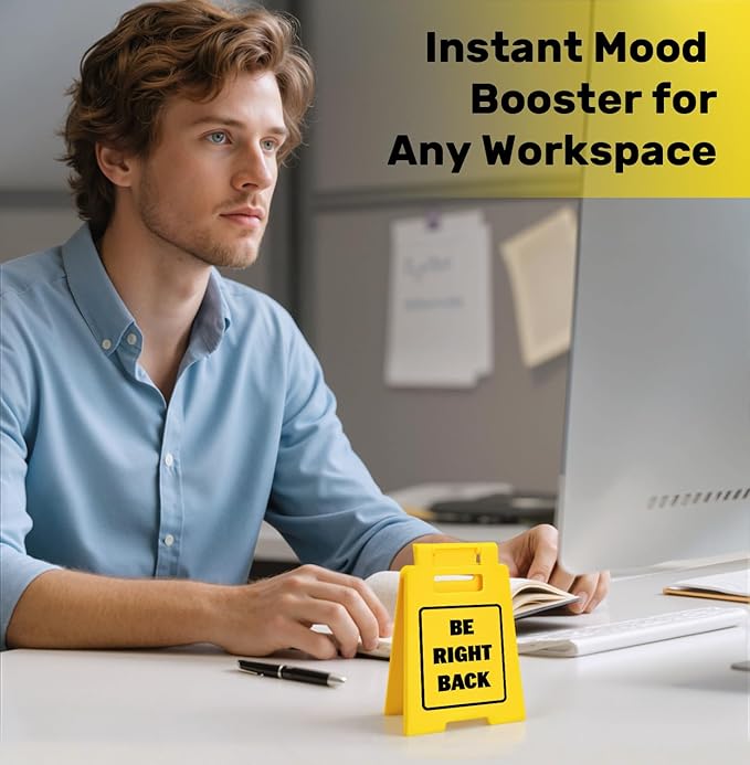 Be Right Back Desk Sign – Funny Office Decor, Sarcastic Desk Accessory for Work, Cool Coworker Gift, Office Sign for Workspace