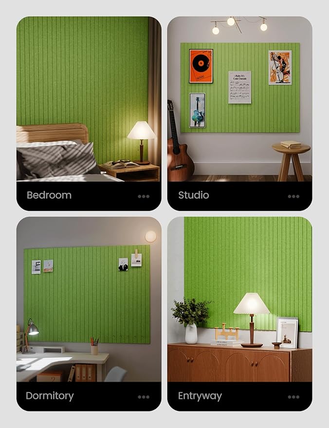 Large Felt Bulletin Board 48" x 36" Cork Board Alternative-12 Pack with 70 Safe Removable Adhesive Tabs, Cork Boards for Walls Cork Board for Home Office Classroom Pin Board (Grass Green)