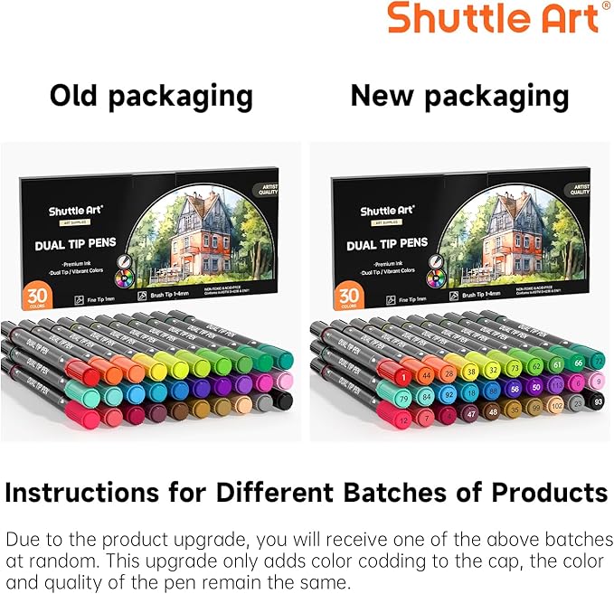 Shuttle Art Dual Tip Brush Marker Pens, 30 Colors Dual Tip Calligraphy Pens Fine and Brush Tip Markers Set, Water-based Ink Perfect for Kids Adult Artist Calligraphy Journal Doodling Writing