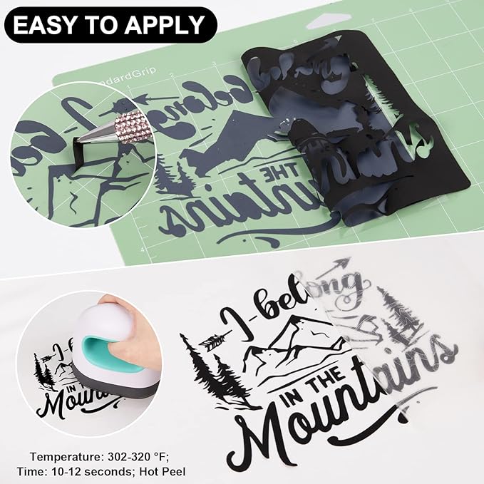 VINYL FROG Heat Transfer Vinyl Roll HTV Vinyl - 12" x12ft Black Iron on Vinyl for T-Shirts, Heat Press Vinyl for DIY Craft Designs (Black)