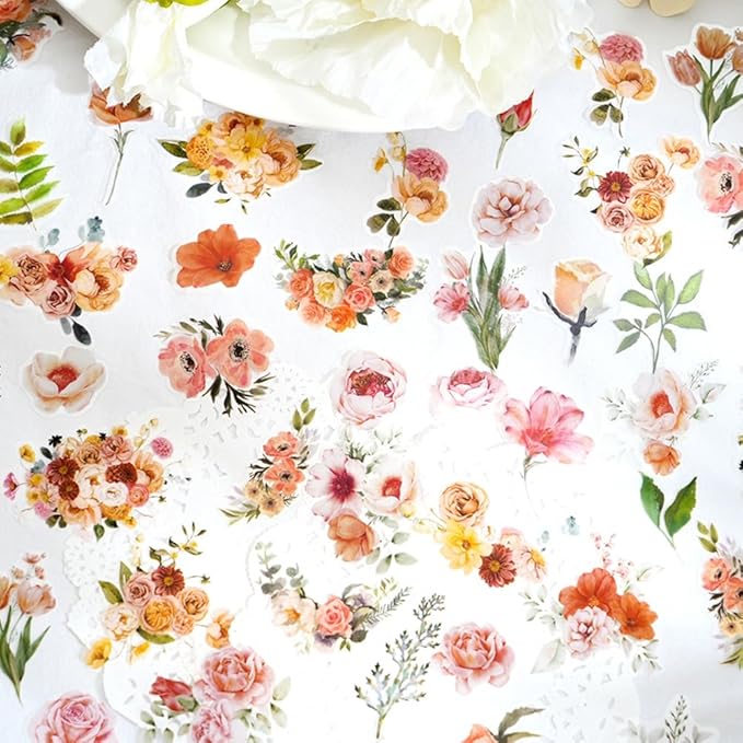 100 Pcs Lavender Purple Flower Stickers for Scrapbooking Junk Journal Notebook Diary Planner Letter Envelope Water Bottle Phone Case Craft Decoration