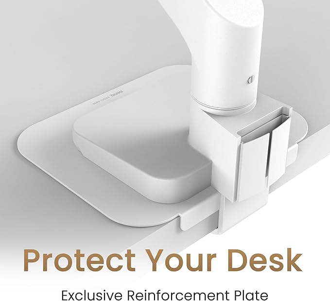 BenQ BSH02 Ergo Monitor Arm -Gas Spring Monitor Stand for Up to 45'' & 44lbs Screens, Heavy Duty, Quick Installation, No Sagging, Top Clamp and Grommet Base, Reinforcement Plate, VESA 75x75 &100x100mm