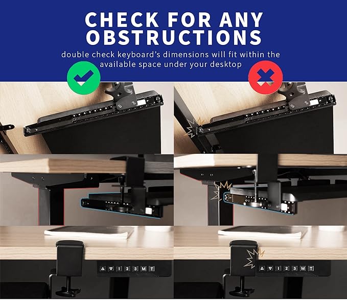 VIVO Large Clamp-on Height Adjustable Keyboard Tray, Pull Out Platform, Pencil Drawer, 27 (33 Including Clamps) x 11 inch Slide-Out Tray Storage Drawer, Black, MOUNT-KB05-4DH