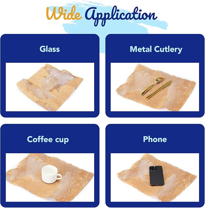 METRONIC 12 x 12" Honeycomb Packing Paper Sheets for moving 50 Pcs, Wrapping Papers for Bubble Cushioning Wrap and Shipping Packaging, Brown