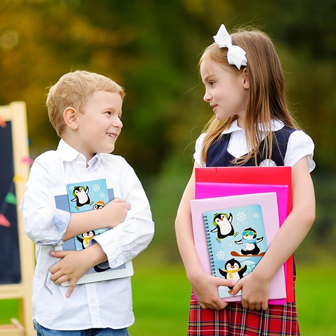 B1ykin 3Pcs Penguin Notebook Sticky Notes Stationery Gift Set, A5 Spiral Notebooks & 550 Sheets Sticky Notes with Silicone Penguin Neutral Pen Kit for Office School Kids Students Birthday Supplies