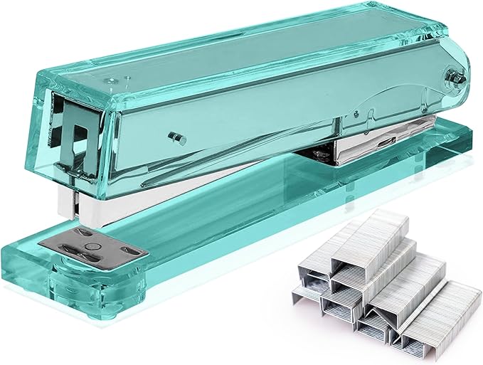 OfficeGoods Acrylic Stapler – Aesthetic & Durable Green Desk Staple for Modern Office – Stylish & Compact Office Supplies for Women & Men