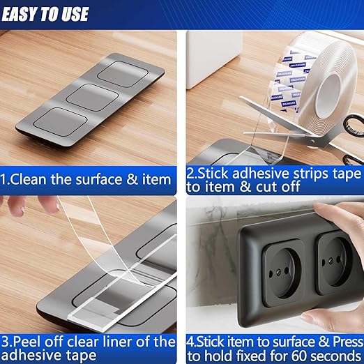 10 Rolls-9.85 FT Double Sided Mounting Tape Heavy Duty Removable,Clear Thick Nano Tape Adhesive Reusable,Wall Poster Picture Hanging Strips Putty, Sticky Tack Gel Glue for Hangers,Photo