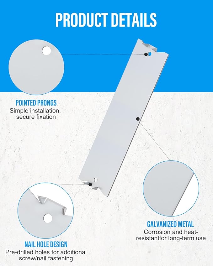100 Pack Nail Plate for Wood Studs 6 x 1.5 Inch Cable Protector Plate Safety Metal Furniture Hardward with Pointed Prongs for Plumbing & Wiring Protection